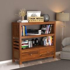 Taskwood Furniture Premium Quality Sheesham Wood/Plywood Semi open Book Shelf For Study Room Solid Wood Semi Open Book Shelf