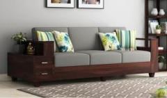 Taskwood Furniture Solid Wood Sheesham Wood 3 Seater Sofa For Living, Waiting Room/ Office Fabric 3 Seater Sofa