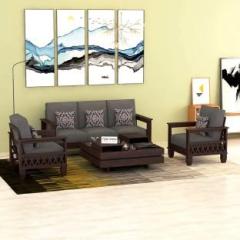 Taskwood Furniture Solid Wood Sheesham Wood Five Seater Sofa Set For Living Room| Fabric 3 + 1 + 1 Sofa Set
