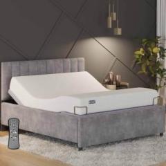 The Sleep Company Elev8 Smart Adjustable Bed Base with Italia Grey Frame Queen Size Metal Queen Bed