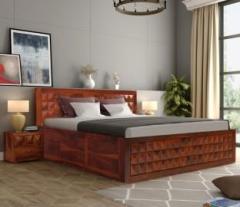 Wakeup India Pluto Sheesham Bed with Storage Rosewood Bedroom Double Cot Solid Wood King Box Bed