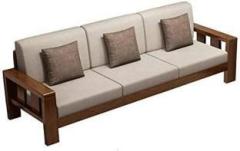 Whitebeard Premium Quality Sheesham Wood Three Seater Sofa For Living Room Fabric 2 + 1 Sofa Set