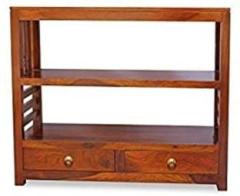 Wood Rylen Wooden Console Table for Living Room | Side Entrance Table for Home with 2 Drawers & Shelf Storage | Sheesham Wood, Honey Brown Solid Wood Console Table