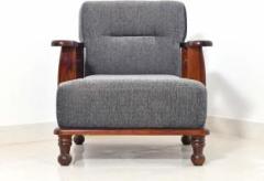 Wood Rylen Wooden Sofa for Living Room | 1 Seater Sofa | Sheesham Wood, Dark Honey Fabric 1 Seater Sofa