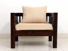 Wood Rylen Wooden Sofa for Living Room | 1 Seater Sofa | Sheesham Wood, Dark Walnut Fabric 1 Seater Sofa
