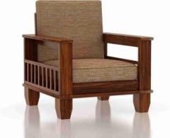 Woodecore Premium Quality Sheesham Wood Fabric 1 Seater Sofa