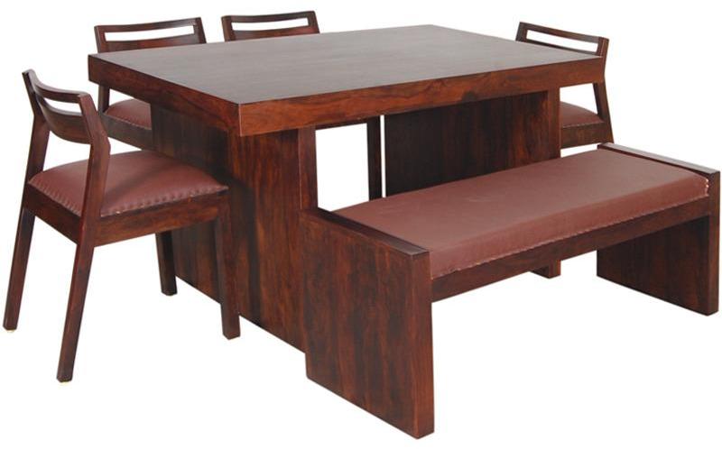 Woodsworth Athena Six Seater Dining Table Sets in Provincial Teak with Melamine Finish