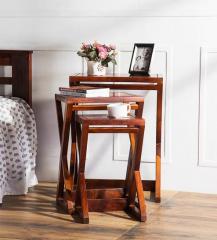 Woodsworth Burgdorf Solid Wood Set Of Tables in Honey Oak Finish