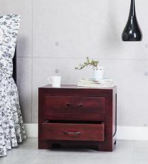 Woodsworth Dover Solid Wood Bed Side Table in Passion Mahogany Finish