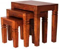 Woodsworth Homerton Set of Tables in Natural Mango Wood Finish