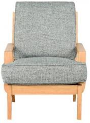 Woodsworth Milia Grey Single Seater Sofa in Teak Oak Finish