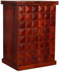 Woodsworth Patterned Wooden Bar Cabinet in Colonial Maple Finish