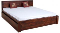 Woodsworth Robinson Solid Wood king size bed with storage in Provincial Teak Finish