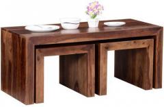 Woodsworth Santiago Solid Wood Coffee Table Set in Provincial Teak Finish