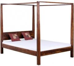 Woodsworth Valencia Solid Wood Poster Queen Size Bed in Honey Oak Finish