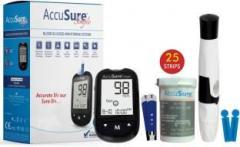 Accusure Simple Glucometer Machine Comes with 25 Test Strips & 10 Lancet Glucometer
