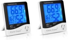 Care Case table Desk Time Clock J Set Of 2 Temperature, Humidity hygrometer Scale HTC 8A Thermometer