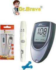 Dr. Morepen BG03 glucometer with Dr.Brave Digital Thermometer Glucometer