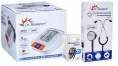 Dr. Morepen BP 15 BP Monitor and Stethoscope ST 01A for 25 strips combo pack ST 01A, BP 15, STRIPS Bp Monitor