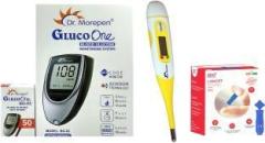 Dr. Morepen Glucometer BG 03 with 50 Strips with POCT 100 Round Lancets and Digital Thermometer Glucometer