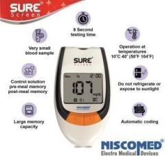 Niscomed Sure screen Accurate Digital Glucose Blood Sugar Testing Machine with 20 Strips Glucometer