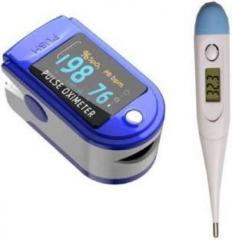 Wellstar Finger Tip Pulse Oximeter and Digital Thermometer Combo Finger Oximeter SPO2 Blood Oxygen Saturation Monitor Heart Rate Monitor Rotatable OLED Digital Display Pulse Oximeter for Daily Use Pulse Oximeter