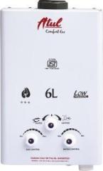 Atul 6 Litres 100% Copper Tank 900 gm Instant Gas LPG with Anti Rust Coating Geyser ISI Approved (White Metallic) (Comfort) Gas Water Heater (White)
