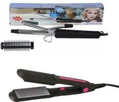 S2s Combo Pack of Hair Curling Iron & Crimper Electric Hair Styler