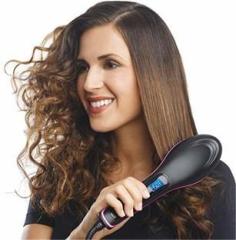 Saluana Simply Straight Fast Ceramic Brush with LCD Display SIMPLY HAIR STRAIGHTENER Hair Straightener Brush