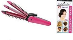 Style Maniac 3 in 1 Multifunction Perfect Beauty Curler, Crimper & Straightener With Ultimate Hairstyle Booklet Hair Styler