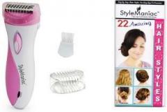 Style Maniac Rechargeable Lady Shaver and a Ultimate Hairstyle Booklet Cordless Epilator