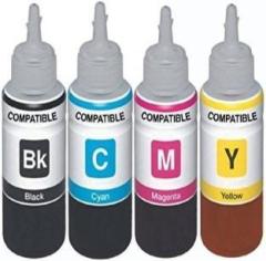 Ang Refill Ink For Canon Pixma E410 All In One Printer ink Cyan, Magenta, Yellow & Black 100 ML Each Bottle Tri Color Ink Cartridge