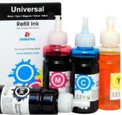 Dubaria Refill Ink For Ise In Canon Pixma E470 Multi Function Printer Cyan, Magenta, Yellow & Black 100 ML Each Bottle Black + Tri Color Combo Pack Ink Cartridge