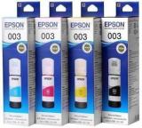 Epson 003 65ml L3110, L3150, Multi Color Ink Black, Cyan, Yellow, Magenta Black + Tri Color Combo Pack Ink Bottle