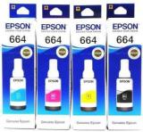 Epson 664 forL100, L110, L130, L200, L210, L220, L300, L310, L350, L355, L360, L365, L380, L455, Black + Tri Color Combo Pack Ink Bottle