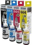 Epson 664forL100, L110, L130, L200, L210, L220, L300, L310, L350, L355, L360, L365, L380, L455, L550 Black + Tri Color Combo Pack Ink Bottle