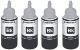 Globe T6641 Refill Ink For Use In Epson L100, L110, L130, L200, L210, L220, L300, L310, L350, L355, L360, L365, L455, L550, L555, L565, L1300 Printers 70 ML Pack of 4 Single Color Ink Cartridge Black Ink Bottle
