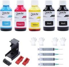 Needle 100ml CMYKK Cartridge Ink Refill Suction Toolkit for HP, Canon Cartridge Printer Black + Tri Color Combo Pack Ink Bottle