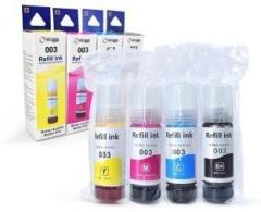 Quink 001 003 Compatible for Epson L5190, L3150, L3110, L1110, L4150 Black + Tri Color Combo Pack Ink Bottle
