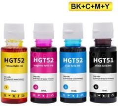 Quink GT 51 & GT52 Ink Refill Ink For use in HP DeskJet 5810, 5811, 5820, 5821 Black + Tri Color Combo Pack Ink Bottle
