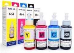 Rofix T664 Refill Ink for Epson L130, L360, L380, L361, L565, L210, L220, L310 Black + Tri Color Combo Pack Ink Bottle