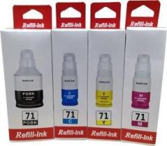 Uv Infotech GI 71 / 71 Refill Ink Replacement for Canon Pixma G1020, G2020, G2021, G2060, G3020, G3021, G3060 Printers. Black + Tri Color Combo Pack Ink Bottle