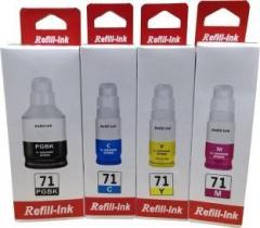 Zokio Ink For Canon GI 71 [set Of 4] For G2020, G2021, G2060, G3020 Etc.. Black + Tri Color Combo Pack Ink Bottle
