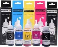 Zokio Refill Ink Pack Of 5 for Epson L130, L220, L310, L360, L361, L380, L405 Black + Tri Color Combo Pack Ink Bottle