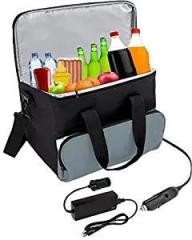 Dm4u 24 Litres Thermoelectric 12V Portable Electric Collapsible Car Cooler Bag For Travel, Picnic, Etc Grey