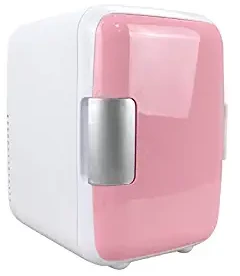 Plentaude 4 Litres Mini Cooling And Warming Fridge, Makeup Dual Use Portable Icebox Travel Box, Handle Tiny Retro Refrigerator