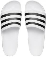 Adidas White & Black ADILETTE AQUA Striped Sliders men