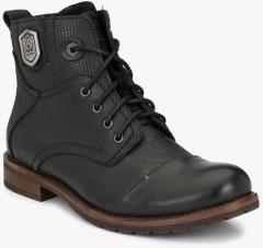 Alberto Torresi Black Leather High Top Flat Boots men