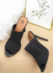 All About You Black Woven Design Heeled Mules women