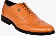 Allen Cooper Tan Leather Formal Shoes men